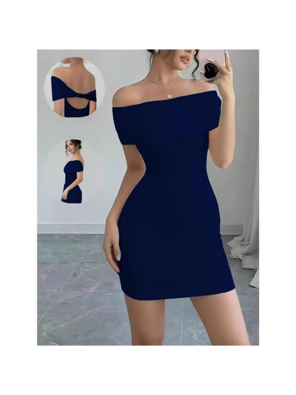 Off-Shoulder Bodycon Mini Dress - Picture 5 of 8